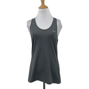 Under Armour Tank Top Women M Medium Pitch Grey Light Heather HeatGear Racerback